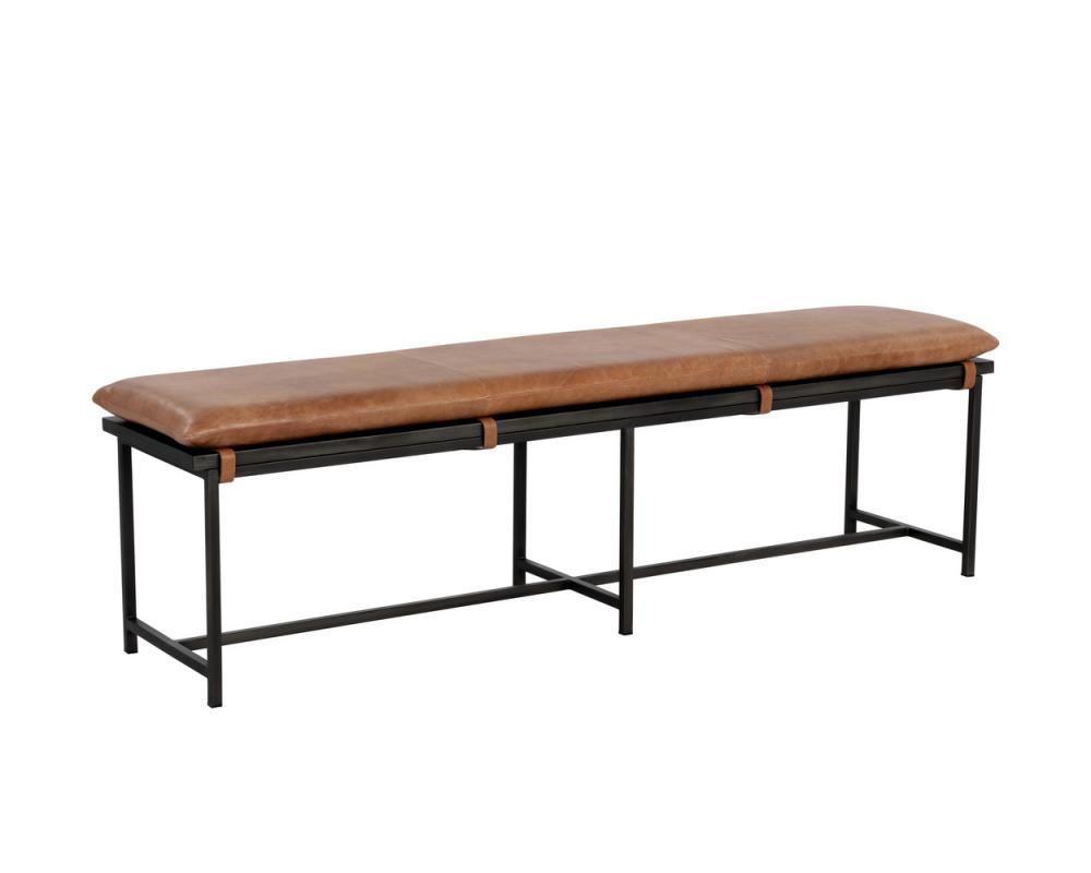 ZANCOR BENCH - GUNMETAL - TAN LEATHER