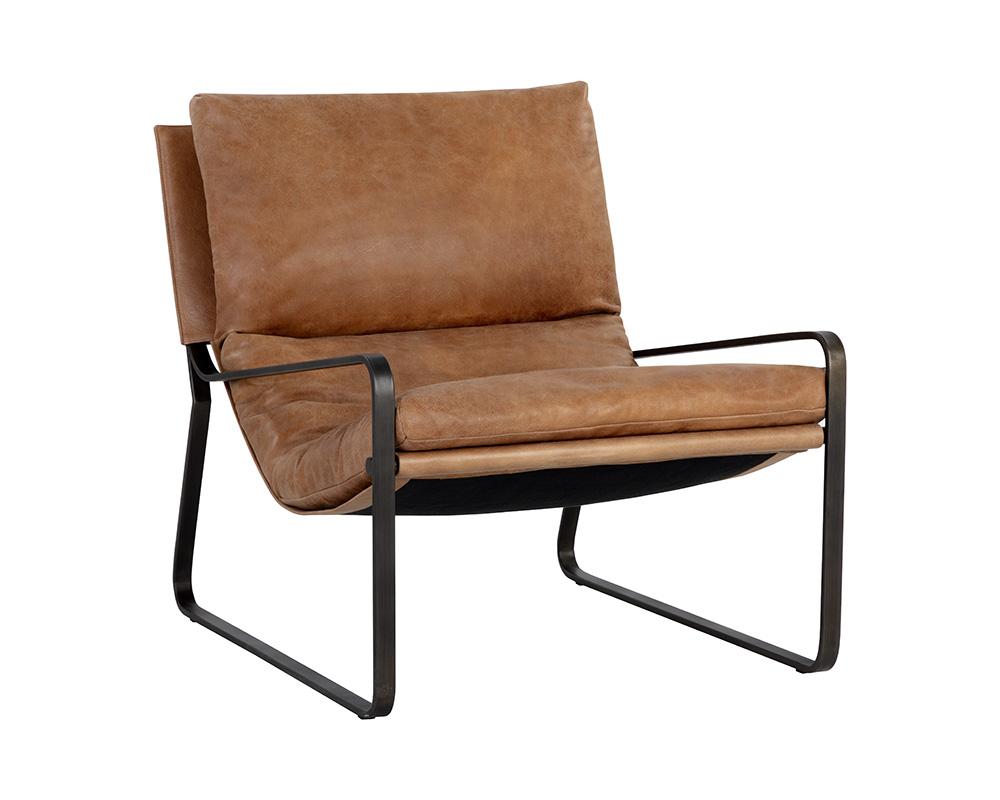 ZANCOR LOUNGE CHAIR - GUNMETAL - TAN LEATHER