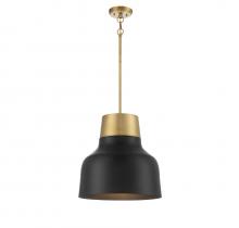  M70115MBKNB - 1-Light Pendant in Matte Black with Natural Brass