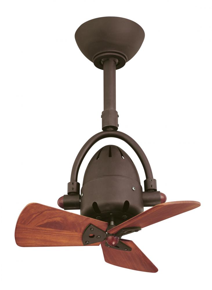 Diane oscillating ceiling fan in Textured Bronze finish with solid mahogany  tone wood blades.