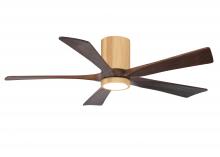  IR5HLK-LM-WA-52 - IR5HLK five-blade flush mount paddle fan in Light Maple finish with 52” solid Walnut  blades and