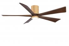 Matthews Fan Company IR5HLK-LM-WA-60 - IR5HLK five-blade flush mount paddle fan in Light Maple finish with 60” solid Walnut  blades and