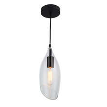  ABB-61P-CL - 1LT Incandescent Pendant, Blk Finish w/Clear Glass