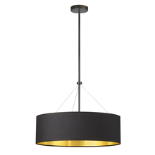  PLV-224C-MB-698 - 4LT Incand Chandelier, MB w/ BK/GLD Shade