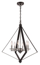  11086 BK/PC - 6LT PENDANT TRI CAGE-PC/BK