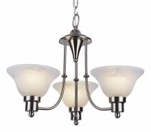  6544 BN - Perkins 3-Light, 3-Shade Glass Bell Chandelier with Chain