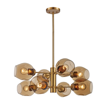  PND-2125 AG - Clusters Collection 8-Light, 8-Shade Glass and Metal Mid-Century Style Sputnik Chandelier