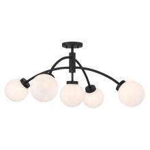  6-6199-5-89 - Redfield 5-Light Convertible Semi-Flush or Pendant in Matte Black