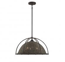  7-7777-3-181 - Trentino 3-Light Pendant in Gunsmoke with Gray Rattan