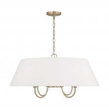  352741MA - 4-Light Pendant in Matte Brass with White Fabric Shade