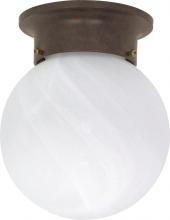  60/259 - 1 Light - 6" Flush with Alabaster Glass - Old Bronze Finish