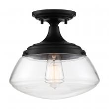  60/6799 - Kew - 1 Light Semi Flush - with Clear Glass - Aged Bronze Finish