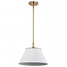  60/7412 - Dover; 1 Light; Medium Pendant; White with Vintage Brass