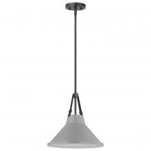  60/7646 - Zelda; 1 Light Pendant; Medium Base; 60 Watt; Black Finish; Gray Metal Shade; Faux Leather Straps