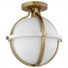  60/7663 - Lincoln; 1 Light Semi Flush Mount; Medium Base; 60 Watt; Matte White Finish; White Opal Glass