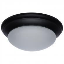  62/689 - 25W; Flush Mount Twist & Lock Fixture; LED; 14 in; Matte Black Finish; Frosted Glass