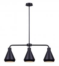  IPL1020A03BK - Byck 3 Light Pendant, Black Finish