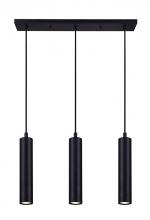  IPL764A03BK10 - CARVER, MBK Color, 3 Lt Cord Pendant, 50W Type GU10, 24" W x 14.25 - 62.25" H x 4.33" D