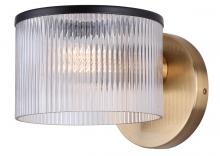  IWF1143A01BKG - JENNER 8.88 in. 1 Light Matte Black and Gold Sconce with Clear Ribbed Glass Shade