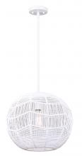  IPL2036B01WH - Leona 60-Watt 1 Light Matte White Modern Pendant with White Natural Rope Shade