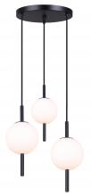  IPL1123A03BK9 - Nara 40-Watt 3 Light Matte Black Modern Pendant with White Glass Shade