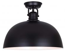  IFM622A16BK - Polo 16 in. 1-Light 100-Watt Modern Matte Black Flush Mount with Matte Black Metal Shade