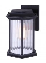 Canarm IOL348BK - KITLEY, 1 Lt Outdoor Down Light, Clear Ribbed Glass, 100W Type A, 8 1/4" W x 11" H x 8 1/4&#