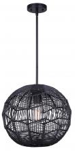  IPL2036B01BK - Leona 60-Watt 1 Light Matte Black Modern Pendant with Black Natural Rope Shade