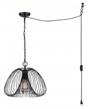  IPL2112B01BK - STOCKHOLM 60-Watt 1 Light Black Casual Pendant with Black Metal Shade