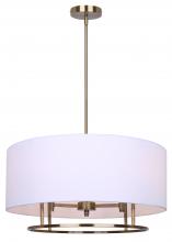  ICH2191B03GD24 - 3 Lt 24inch Width Rod Chandelier, White Fabric Shade, 60W Type C, 24inch W x 14.75 - 62.75inch H