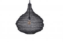  IPL2085B01BK - ZAIN, Black Color, 1 Lt Black Cloth Cord and Chain Pendant, 40W Type A, 23" W x 25.7" H