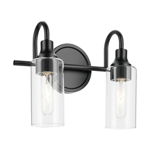  55210BK - Kavi 12.5" 2-Light Vanity Light with Clear Glass in Black