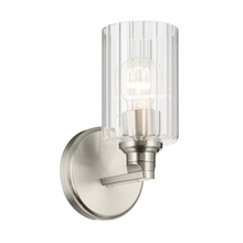  55224NIFLU - Gioe 9.5" 1-Light Wall Sconce with Clear Fluted Glass in Brushed Nickel