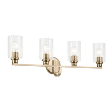  55227CPZFLU - Gioe 32.25" 4-Light Vanity Light with Clear Fluted Glass in Champagne Bronze