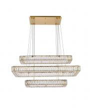  3504G42L3G - Monroe 42 Inch LED Triple Rectangle Pendant in Gold