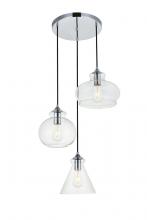  LD2247C - Destry 3 Lights Chrome Pendant with Clear Glass