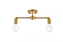  LD2348BR - Zane 2 Lights Brass Flush Mount