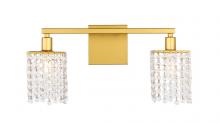  LD7008BR - Phineas 2 Light Brass and Clear Crystals Wall Sconce