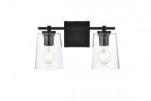  LD7310W14BLK - Kacey 2 Light Black and Clear Bath Sconce