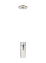  SLPD277CN-L - Sean Lavin Horizon 1-light dimmable small accent pendant with polished nickel finish and glass shade