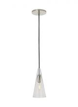  SLPD281CN-L - Sean Lavin Selina 1-light dimmable small accent pendant with polished nickel finish and glass shade