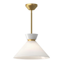  PD470514BGGO - Halston 14-in Brushed Gold/Glossy Opal Glass 1 Light Pendant