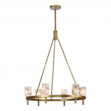  CH338632VBAR - Lucian 32-in Vintage Brass/Alabaster 6 Lights Chandeliers