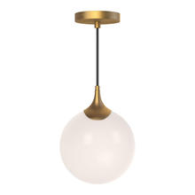  PD505108AGOP - Nouveau 8-in Aged Gold/Opal Matte Glass 1 Light Pendant