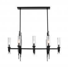  LP335838MBCR - Torres 38-in Clear Ribbed Glass/Matte Black 8 Lights Linear Pendant