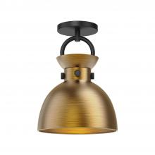  SF411309MBAG - Waldo 9-in Matte Black/Aged Gold 1 Light Semi Flush Mount